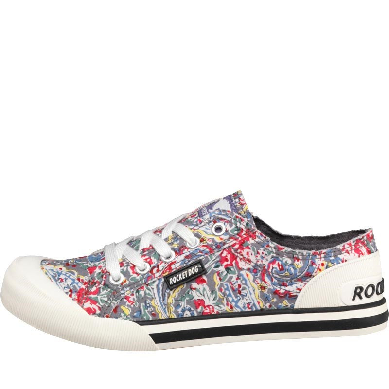 Grey floral canvas trainers  uk 7 (eu 40)