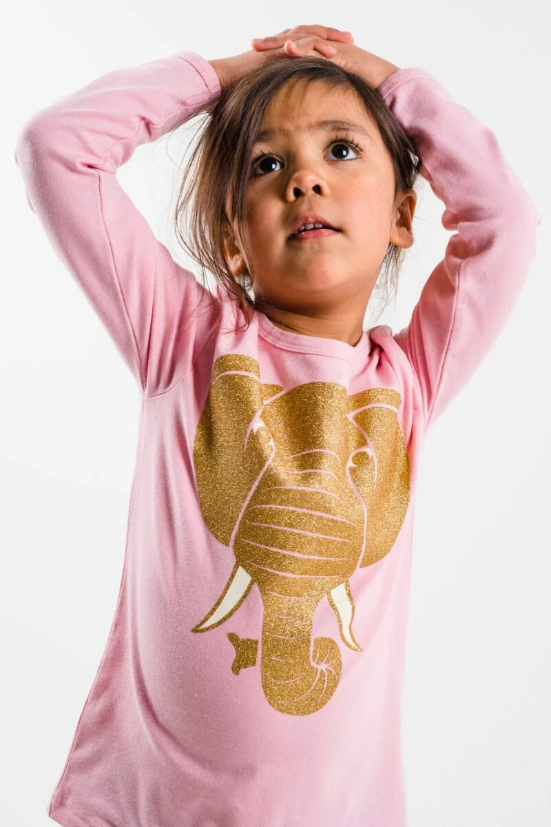 Glitter elephant pink top 5-6y (110-116cm)