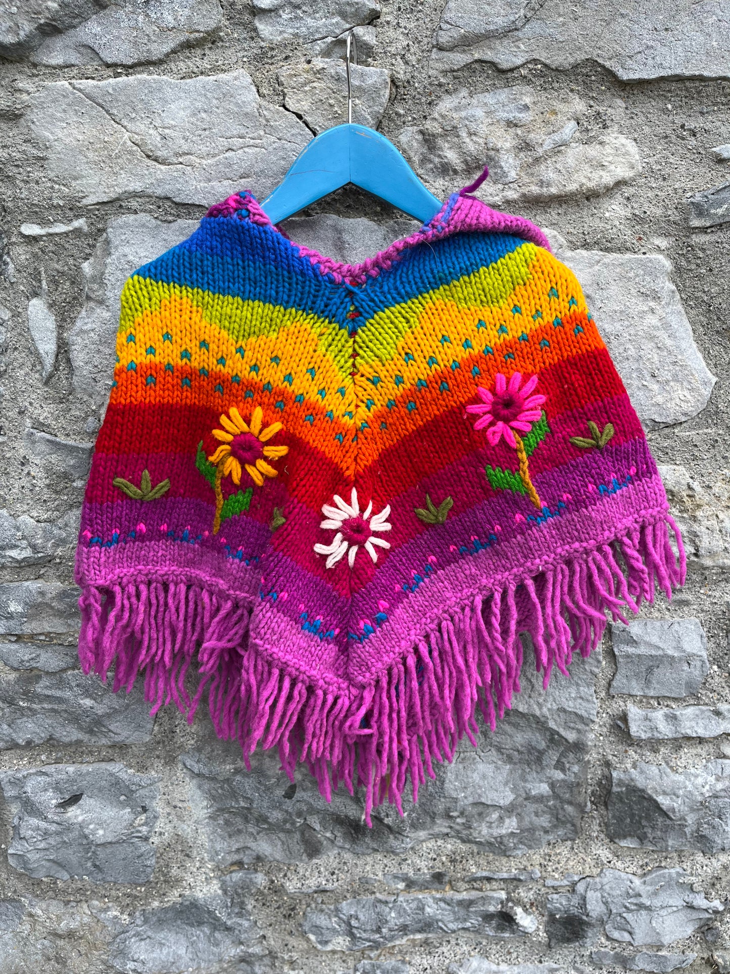 Rainbow pixie hood poncho   4-6y (104-116cm)