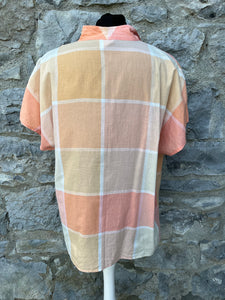 90s orange check blouse uk 14-16