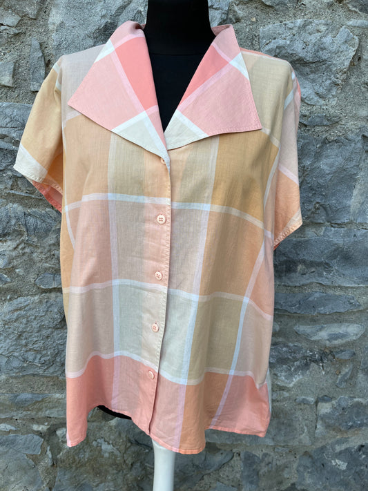 90s orange check blouse uk 14-16