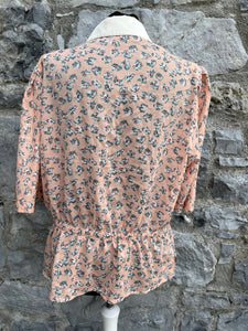 90s peach floral blouse uk 12-14