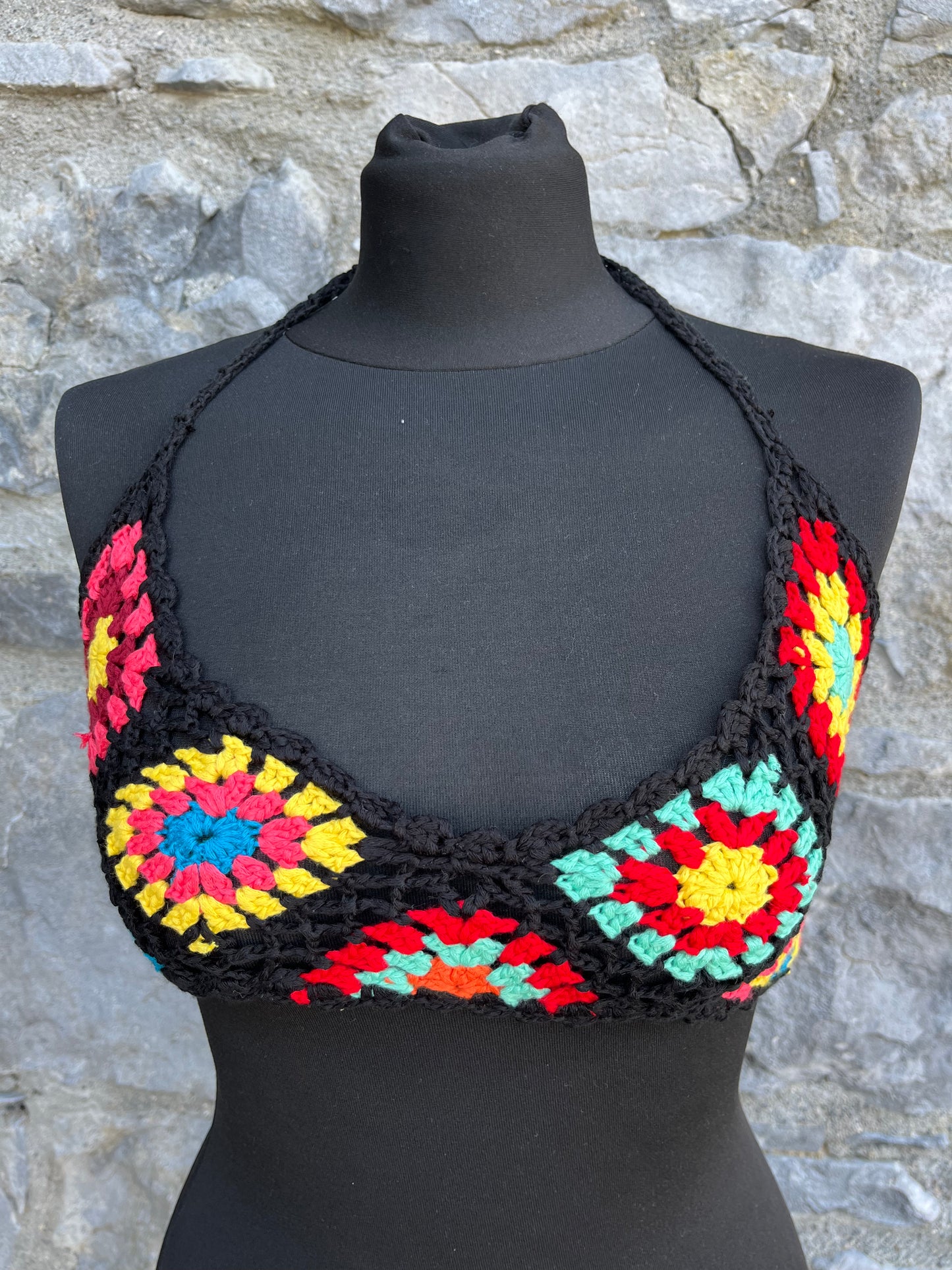 90s crochet rainbow bralette uk 10-12