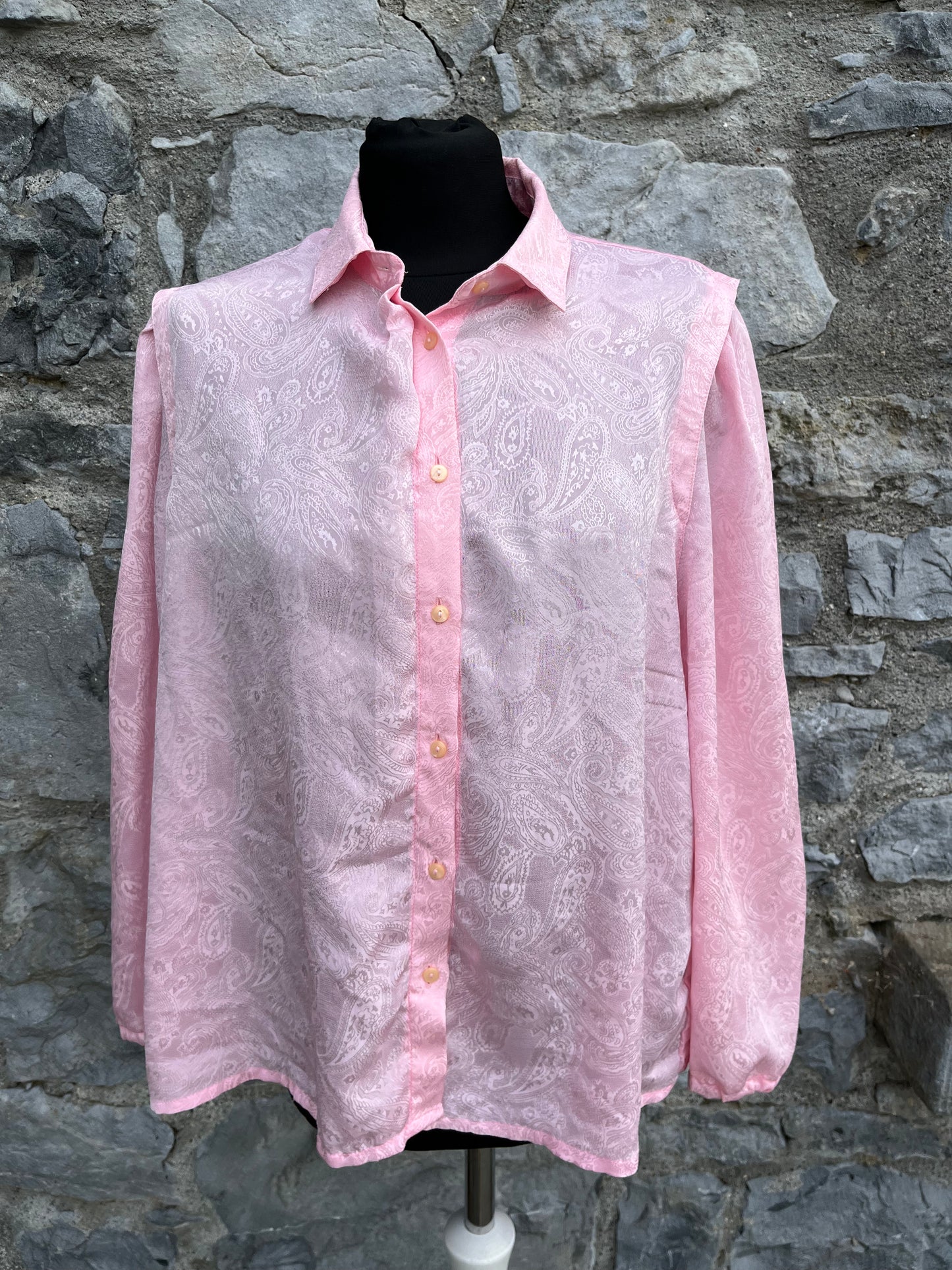 80s pink paisley blouse uk 14-16