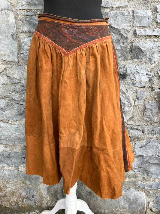 80s suede folk skirt uk 8-10