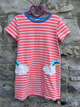 Load image into Gallery viewer, Red stripy dress with rainbow pockets   6-7y (116-122cm)
