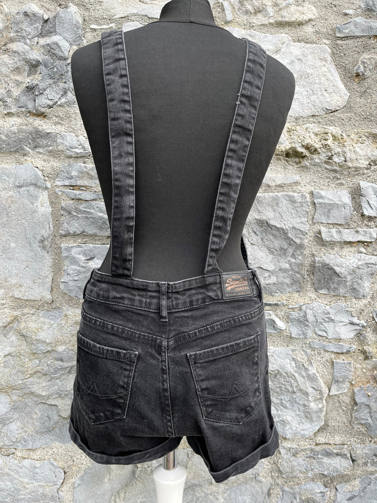 Black denim short dungarees uk 6-8