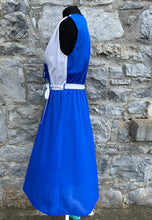 Load image into Gallery viewer, 80s Blue&amp;white dress uk 10-12
