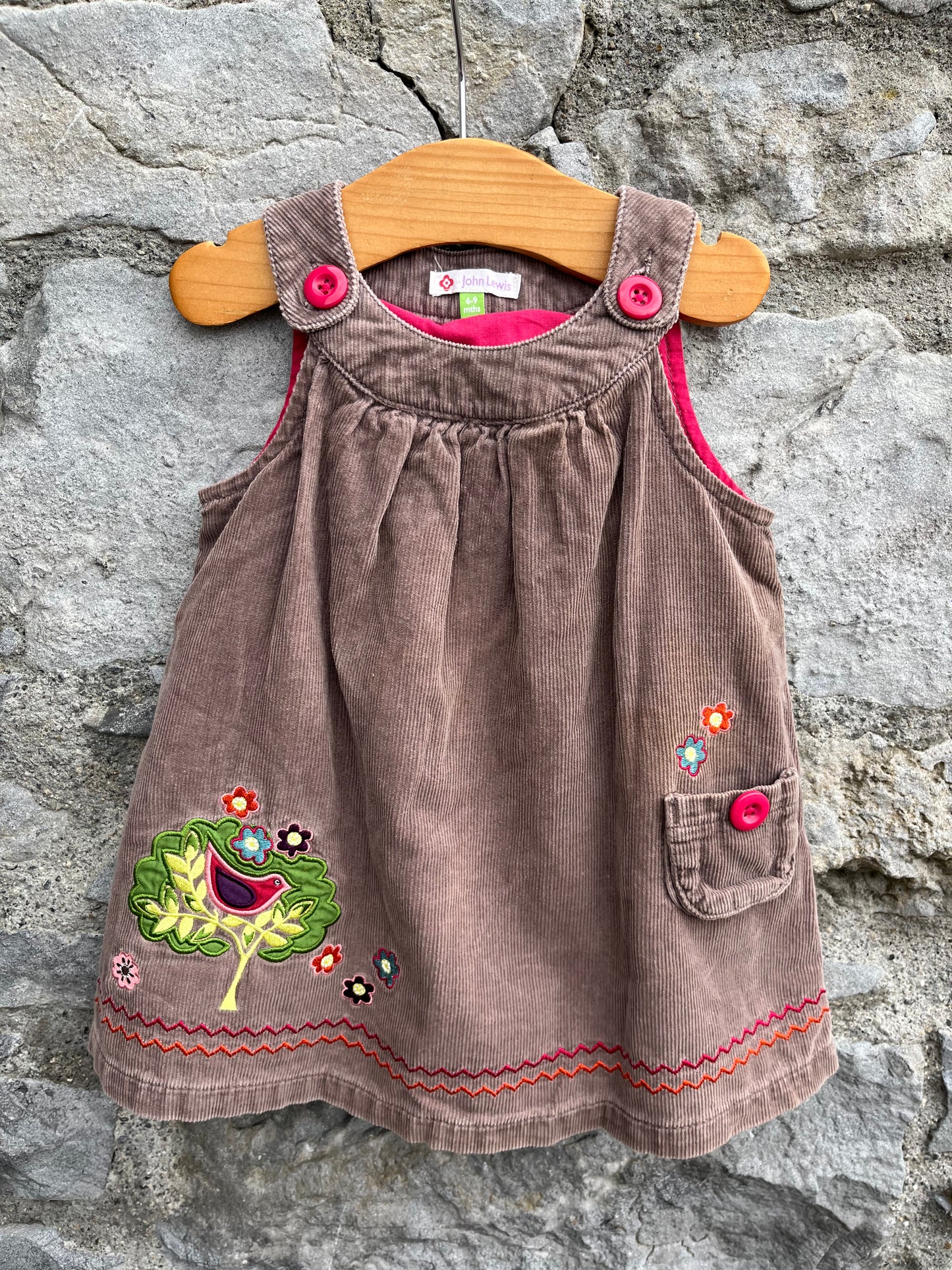 Brown cord pinafore  6-9m (68-74cm)