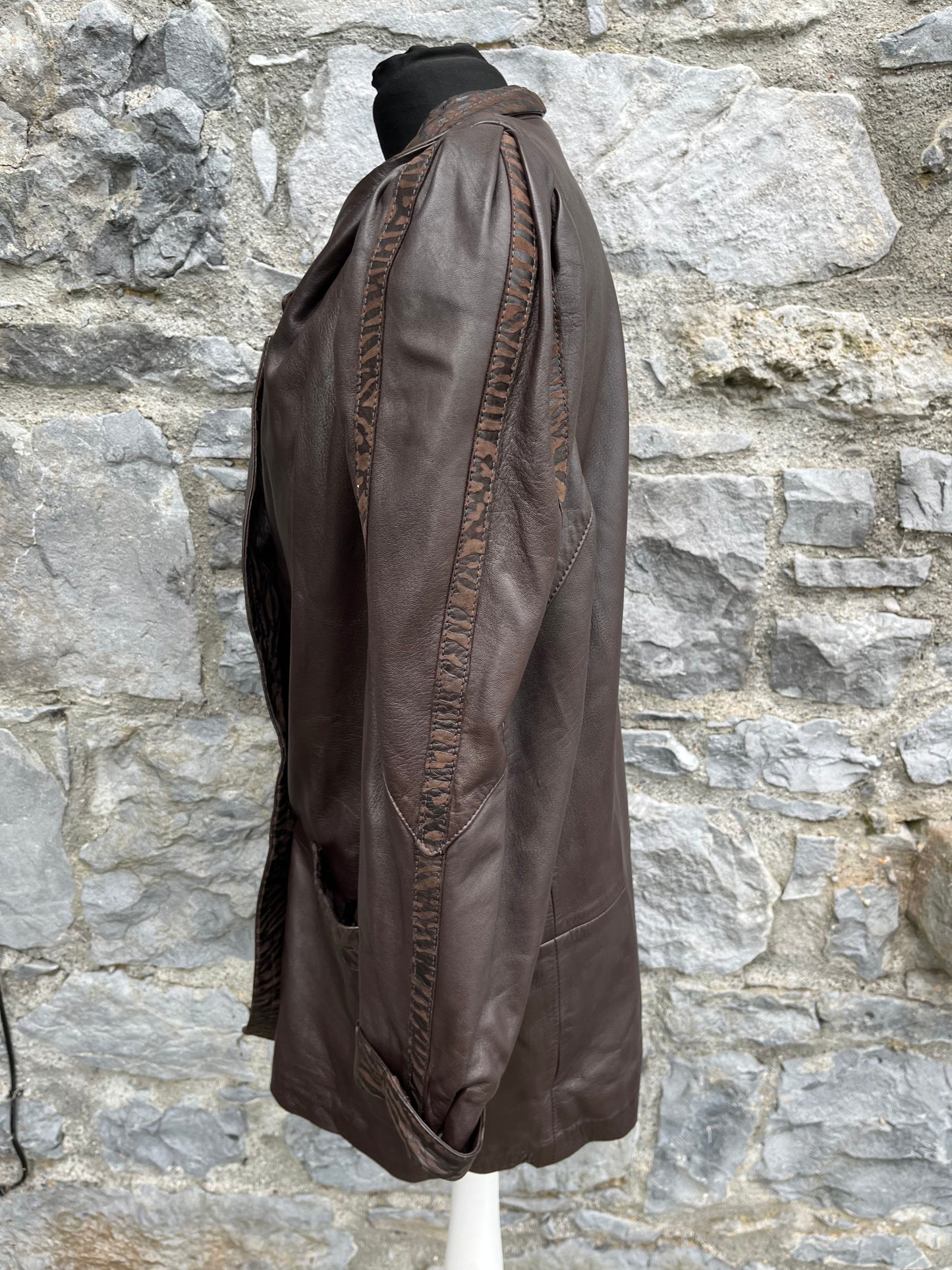 80s brown leather jacket uk 12-14