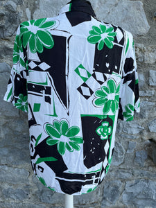 80s green flowers shirt uk 12