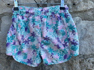 Purple&teal leaves shorts  5-6y (110-116cm)