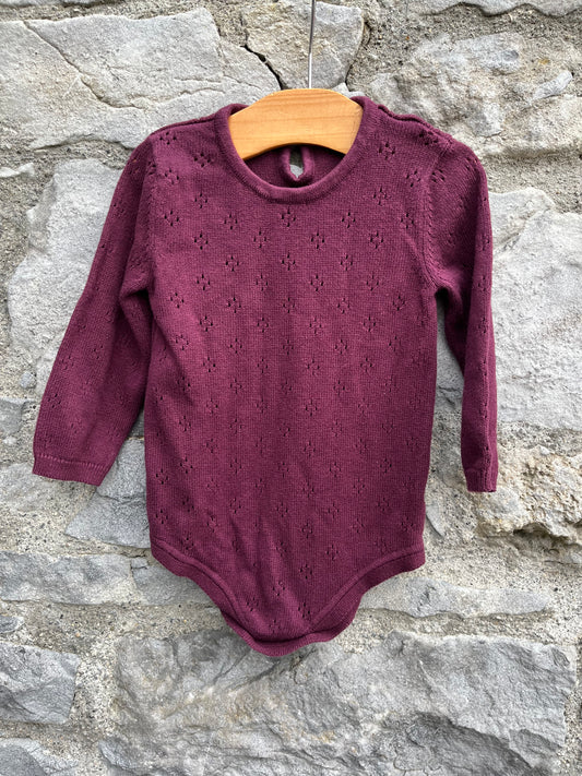 Maroon knitted pointelle vest  9-12m (74-80cm)