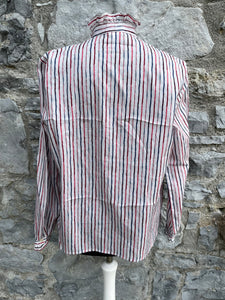 70s brown stripes blouse with a bow uk 12