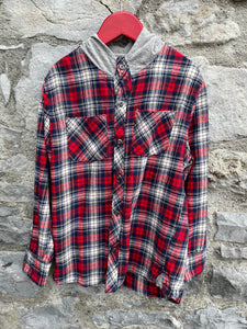 Red tartan hooded shirt  8-9y (128-134cm)