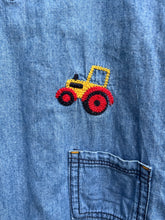 Load image into Gallery viewer, Denim dungarees with a tractor   9-12m (74-80cm)
