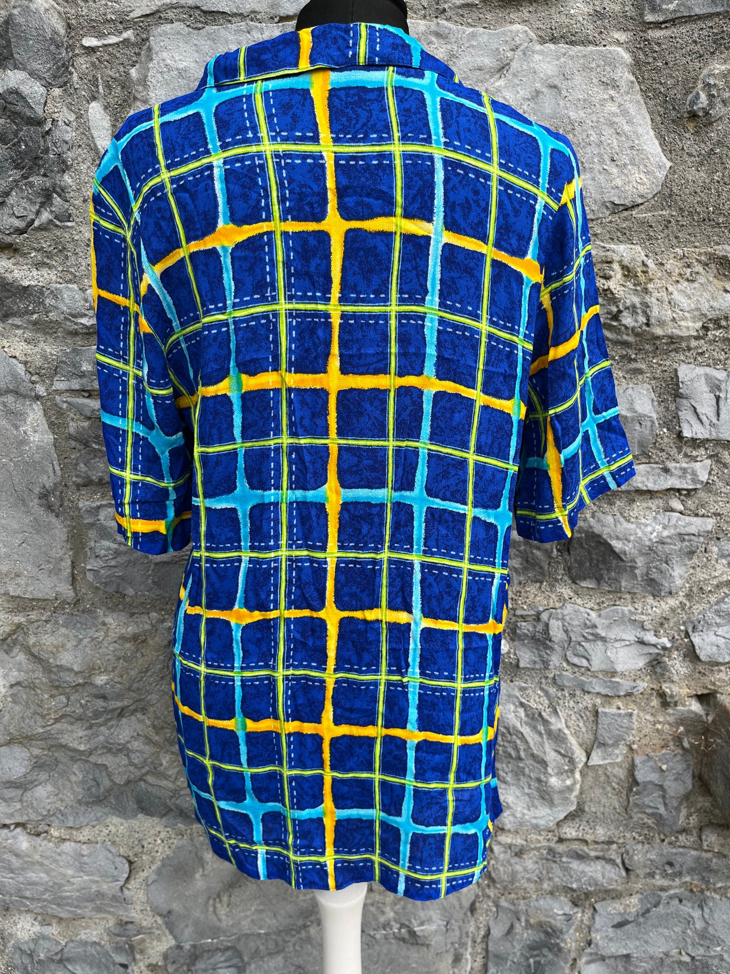 80s navy check shirt uk 10-12