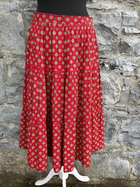 80s red geometric print skirt 10-12