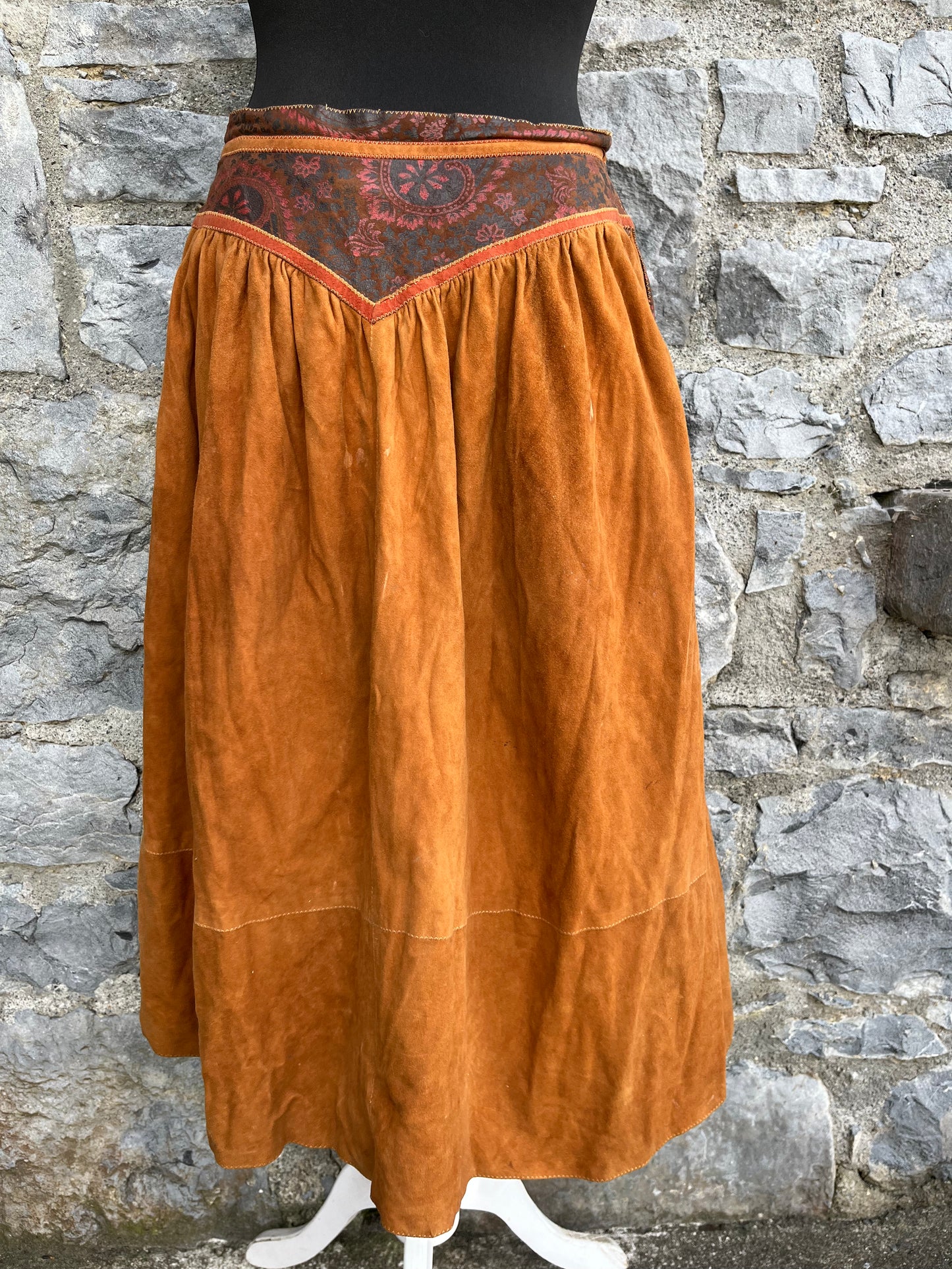 80s suede folk skirt uk 8-10