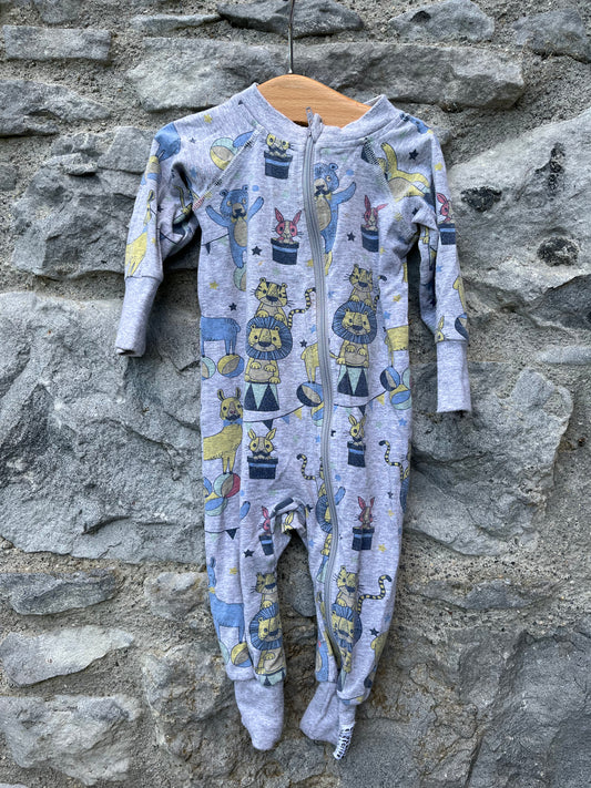 Animals grey onesie  0-1m (50-56cm)