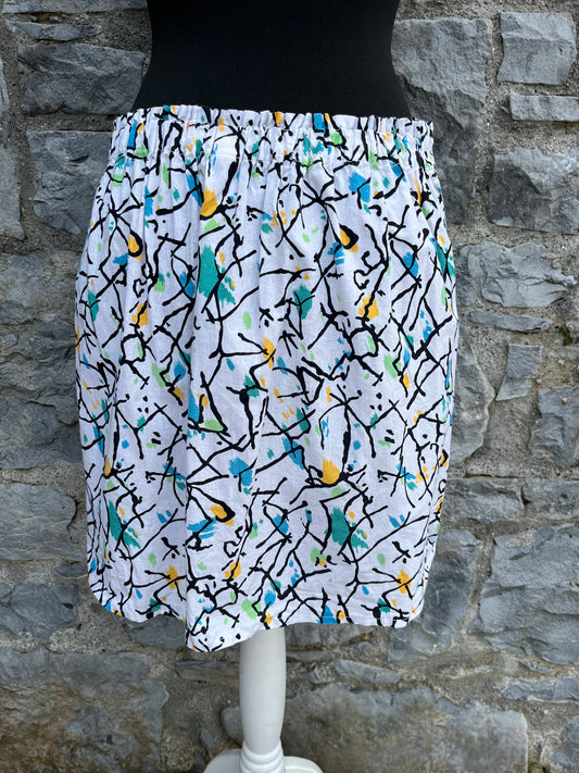 90s white abstract skirt uk 10-14