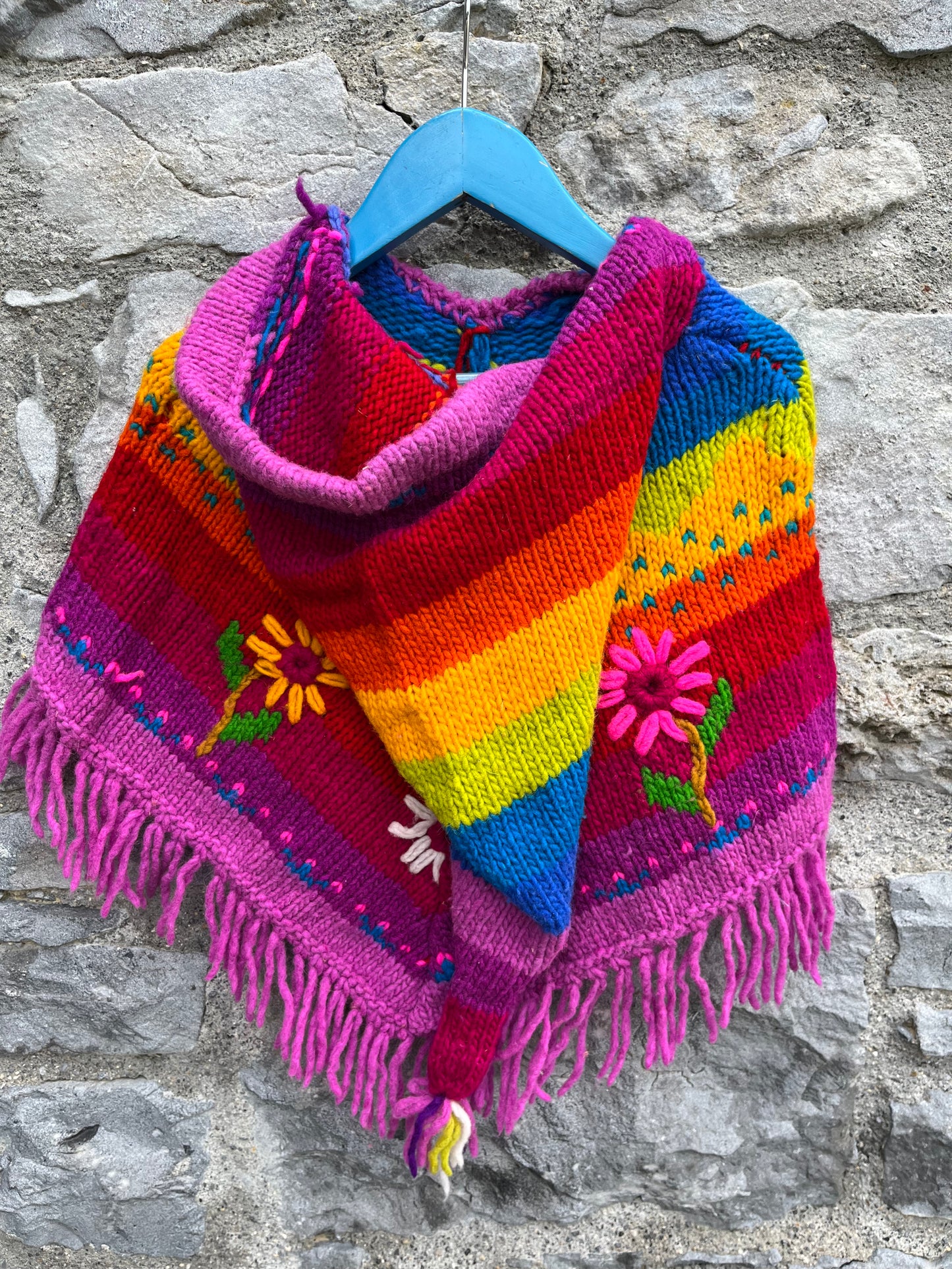 Rainbow pixie hood poncho   4-6y (104-116cm)