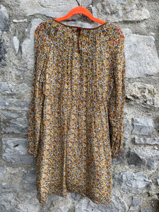 Brown floral dress  9-10y (134-140cm)