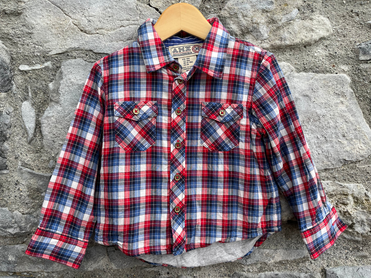 Red&navy check shirt  12-18m (80-86cm)