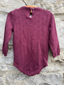 Maroon knitted pointelle vest  9-12m (74-80cm)
