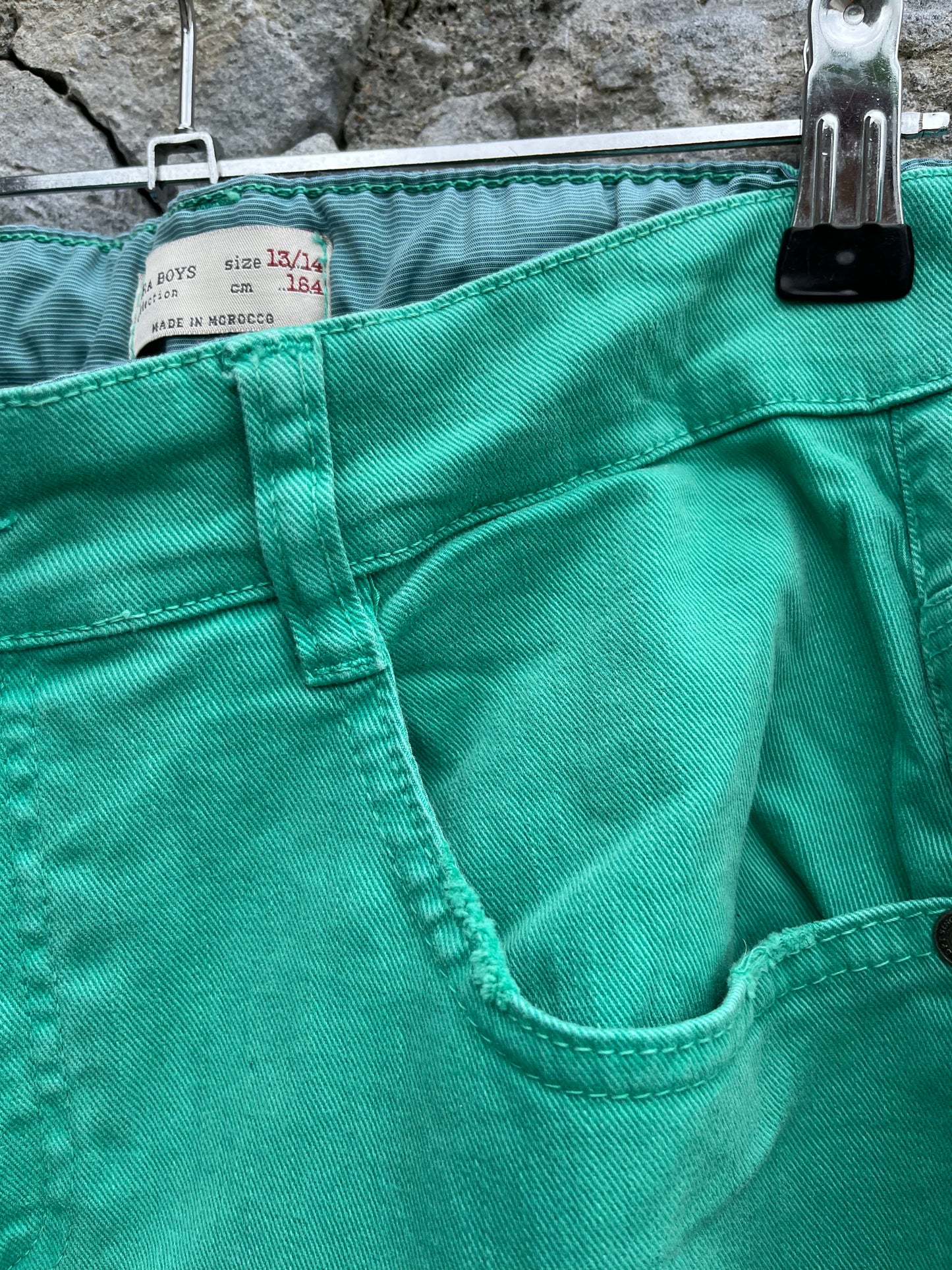 Green denim shorts  13-14y (158-164cm)