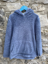 Load image into Gallery viewer, Greyish blue furry hoodie  10-11y (140-146cm)
