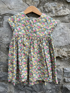 Khaki floral dress  12-18m (80-86cm)