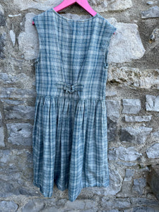 90s blue check dress  8-9y (128-134cm)