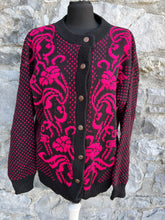 Load image into Gallery viewer, 80s pink&amp;black cardigan uk 14-16
