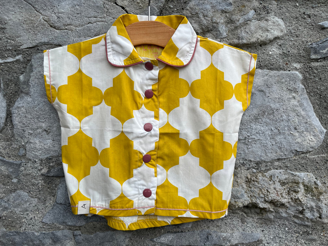Mustard pattern oversize shirt  12m (80cm)