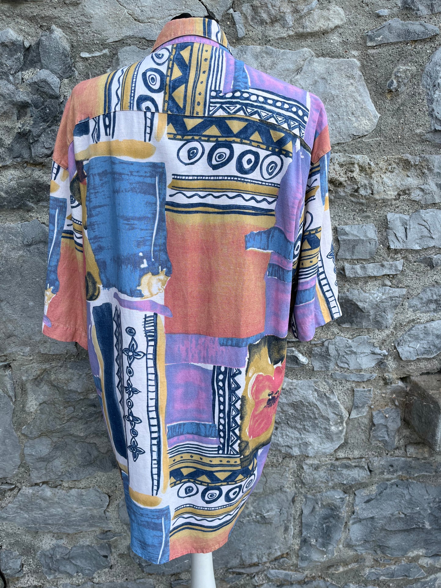 80s abstract patchwork shirt Medium