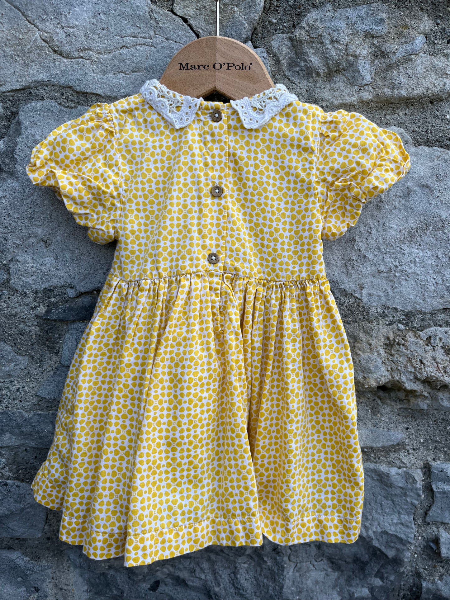 Yellow gingham shirred dress  9-12m (74-80cm)