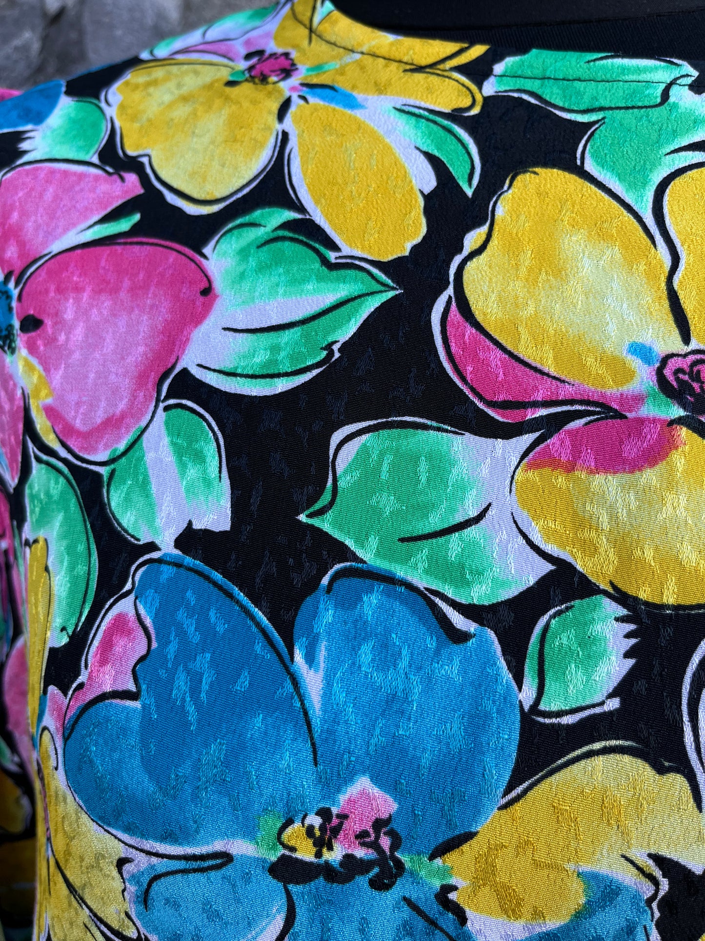 80s vivid flowers top uk 10-12