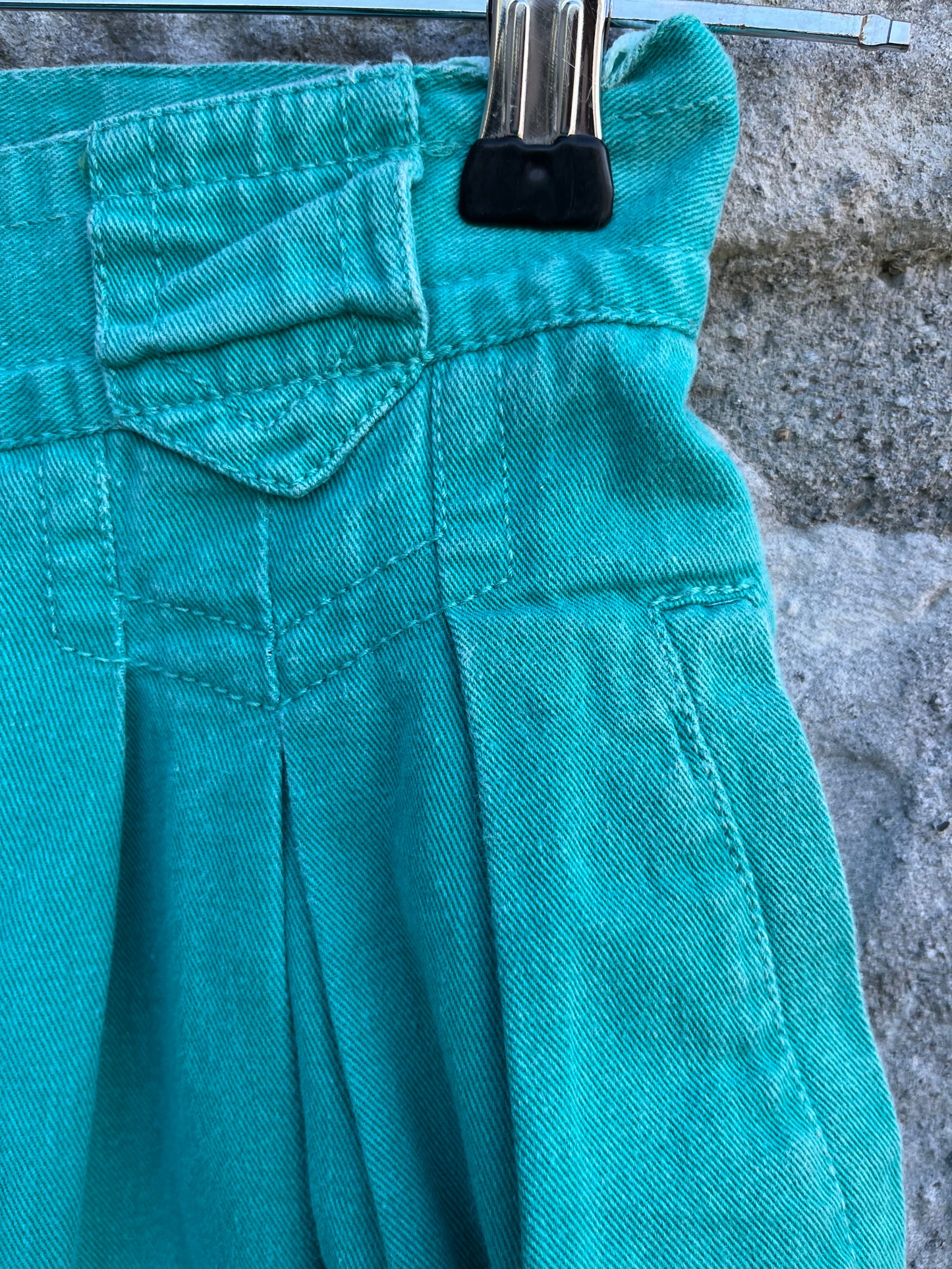 80s green denim culottes uk 8-10