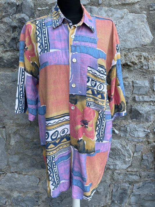 80s abstract patchwork shirt Medium