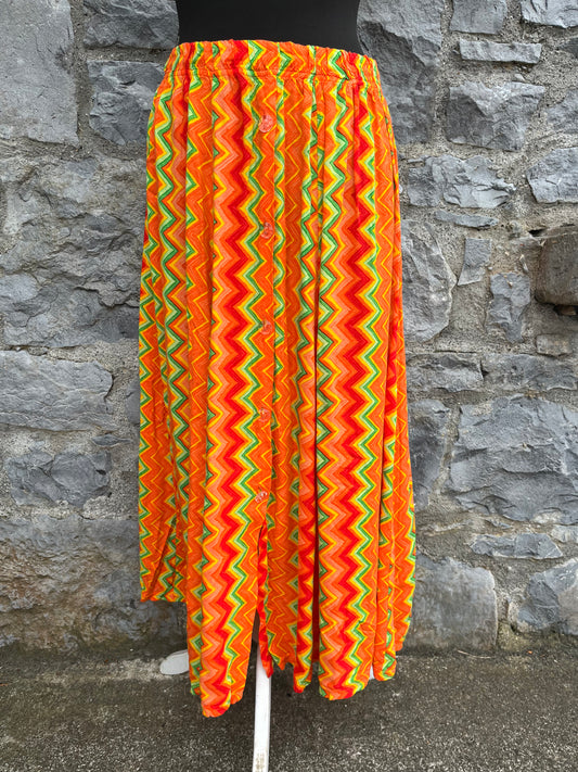 80s orange chevron skirt uk 10-14