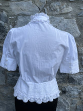 Load image into Gallery viewer, White ruffles blouse uk 8
