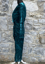 Load image into Gallery viewer, Velvet teal leaves dress uk 8
