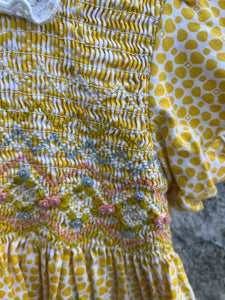 Yellow gingham shirred dress  9-12m (74-80cm)
