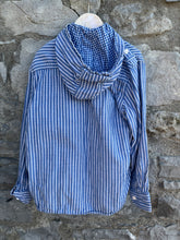 Load image into Gallery viewer, Blue stripy hooded shirt  8y (128cm)
