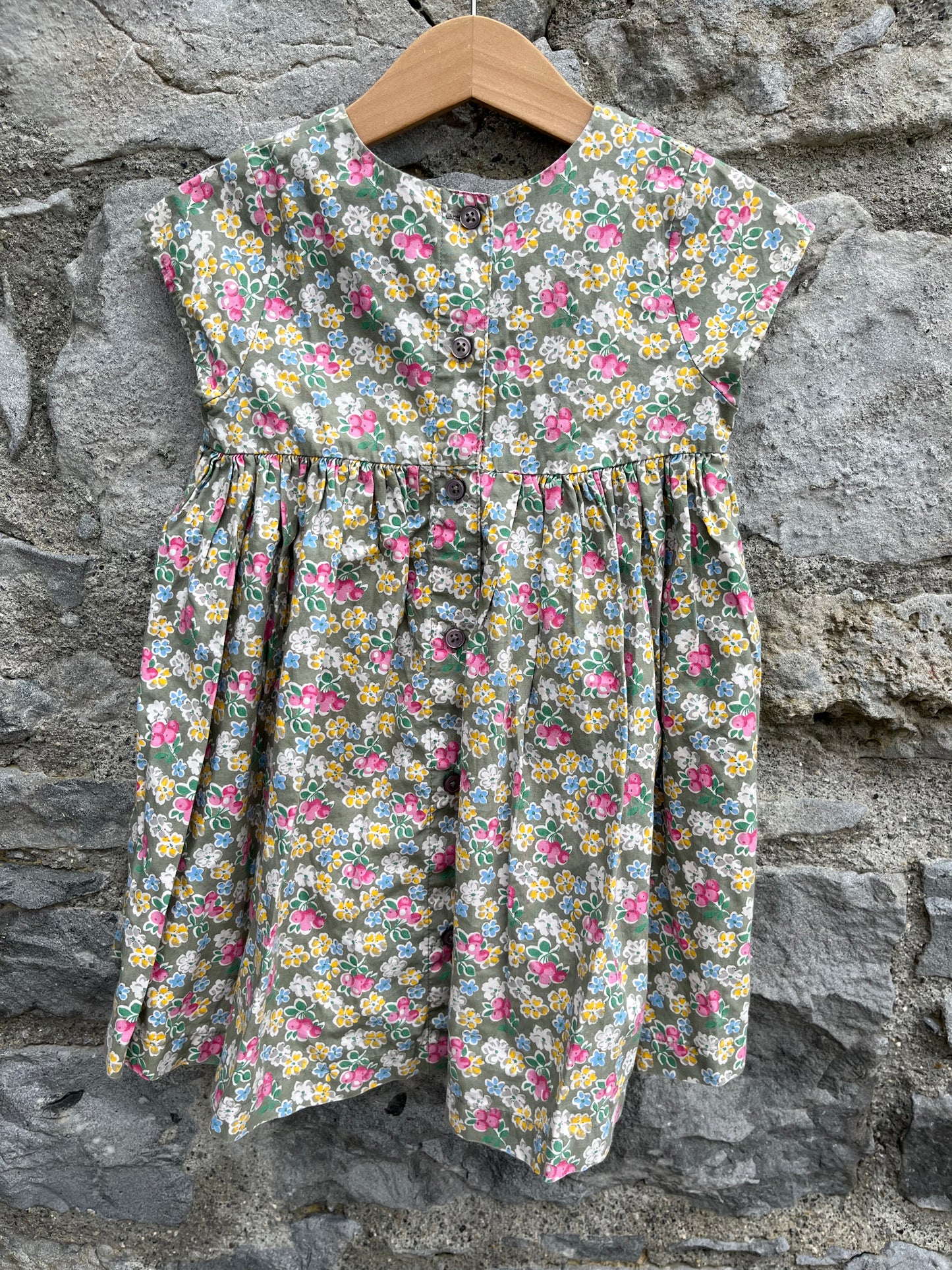 Khaki floral dress  12-18m (80-86cm)