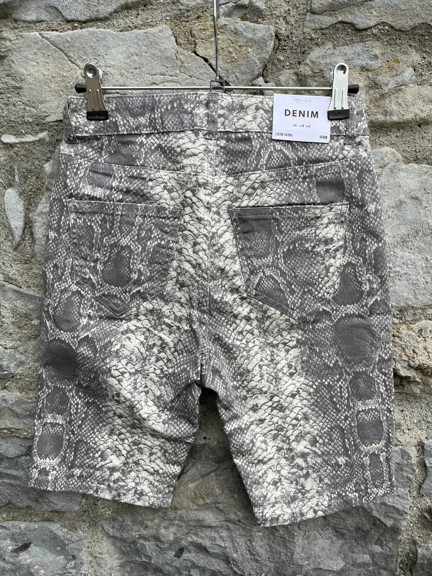 Snake skin denim shorts uk 8