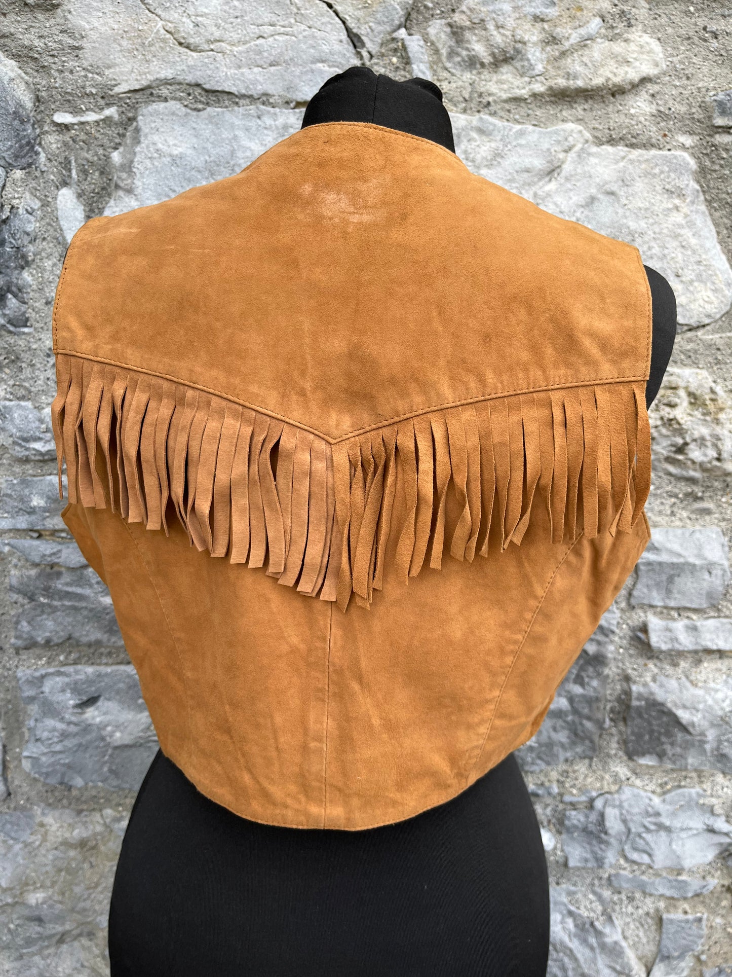 80s suede fringe waistcoat uk 8-10