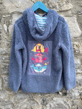 Load image into Gallery viewer, Greyish blue furry hoodie  10-11y (140-146cm)
