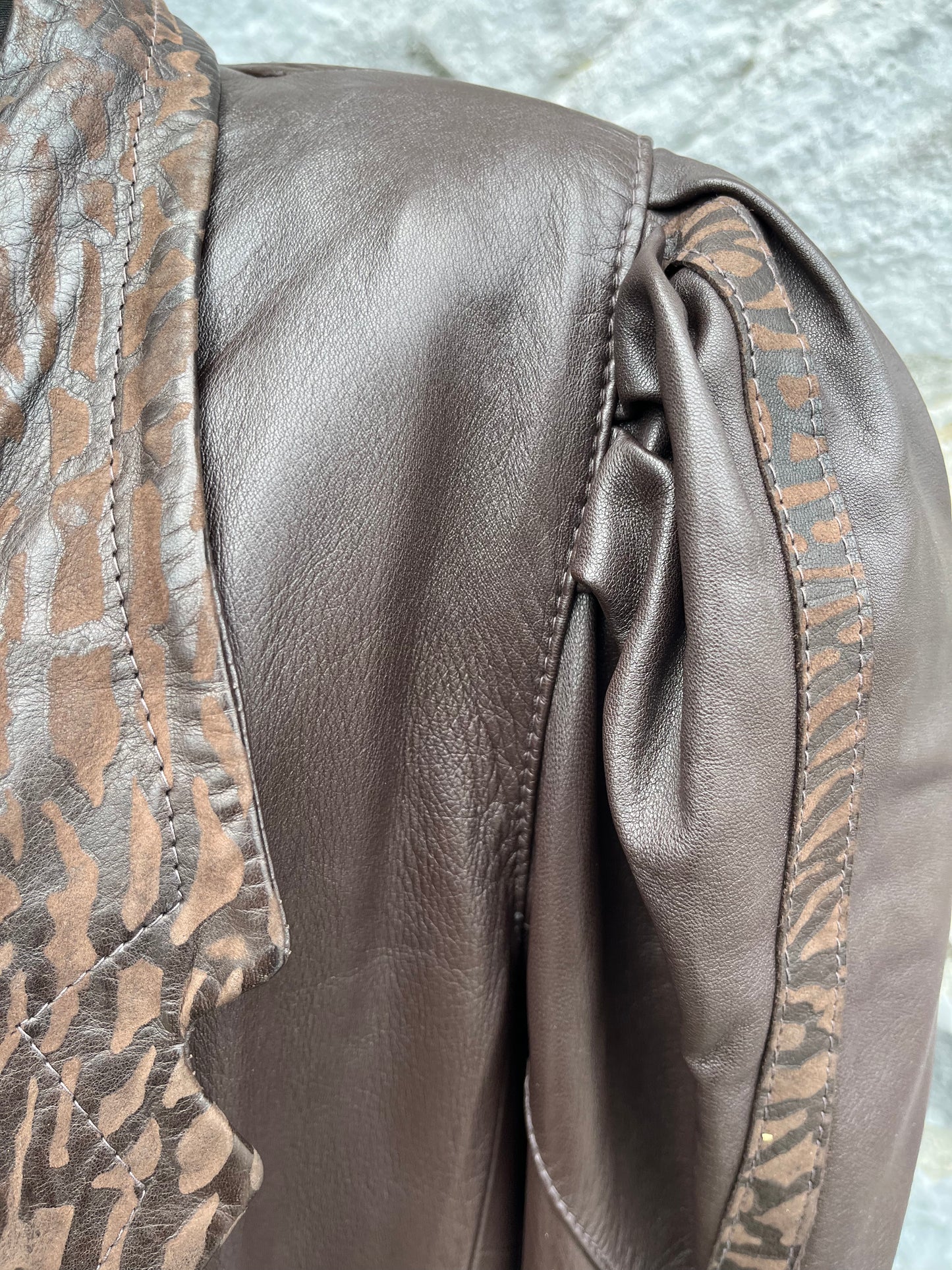 80s brown leather jacket uk 12-14